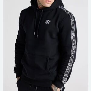 SikSilk Men's Black Logo Hoodie size Small. Nwt
